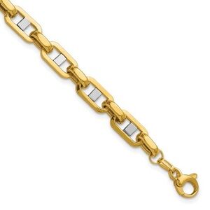 Leslie's 14K with White Rhodium Polished Fancy Flat Anchor Men's Link Bracelet
